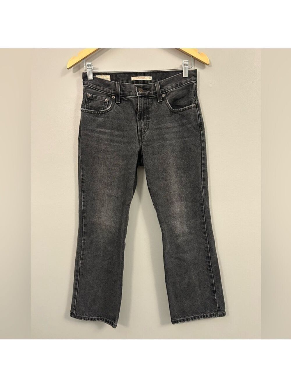 Levi's Women's Middy Ankle Bootcut Black-Gray Jeans Size 26 Premium Big E